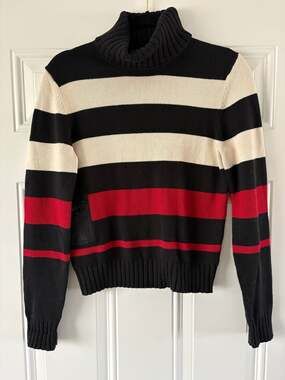 Ralph Lauren Striped Turtleneck Sweater with Utility Pocket Size M